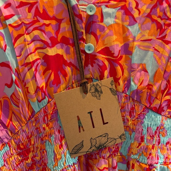 Anthropologie Able the Label Navaeh Pink and Orange Floral Maxi Dress - Picture 4 of 8